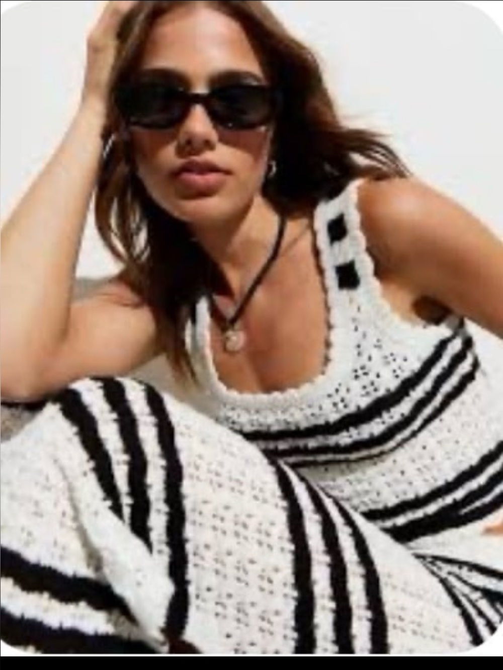 Forever 21 Striped Crochet Knit Maxi Dress Size XL NWT